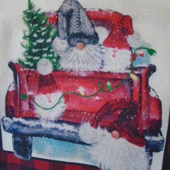 Garden Flag Gnomes Merry Christmas Double Sided Buffalo Plaid Red Truck 12x18" - Picture 2 of 4